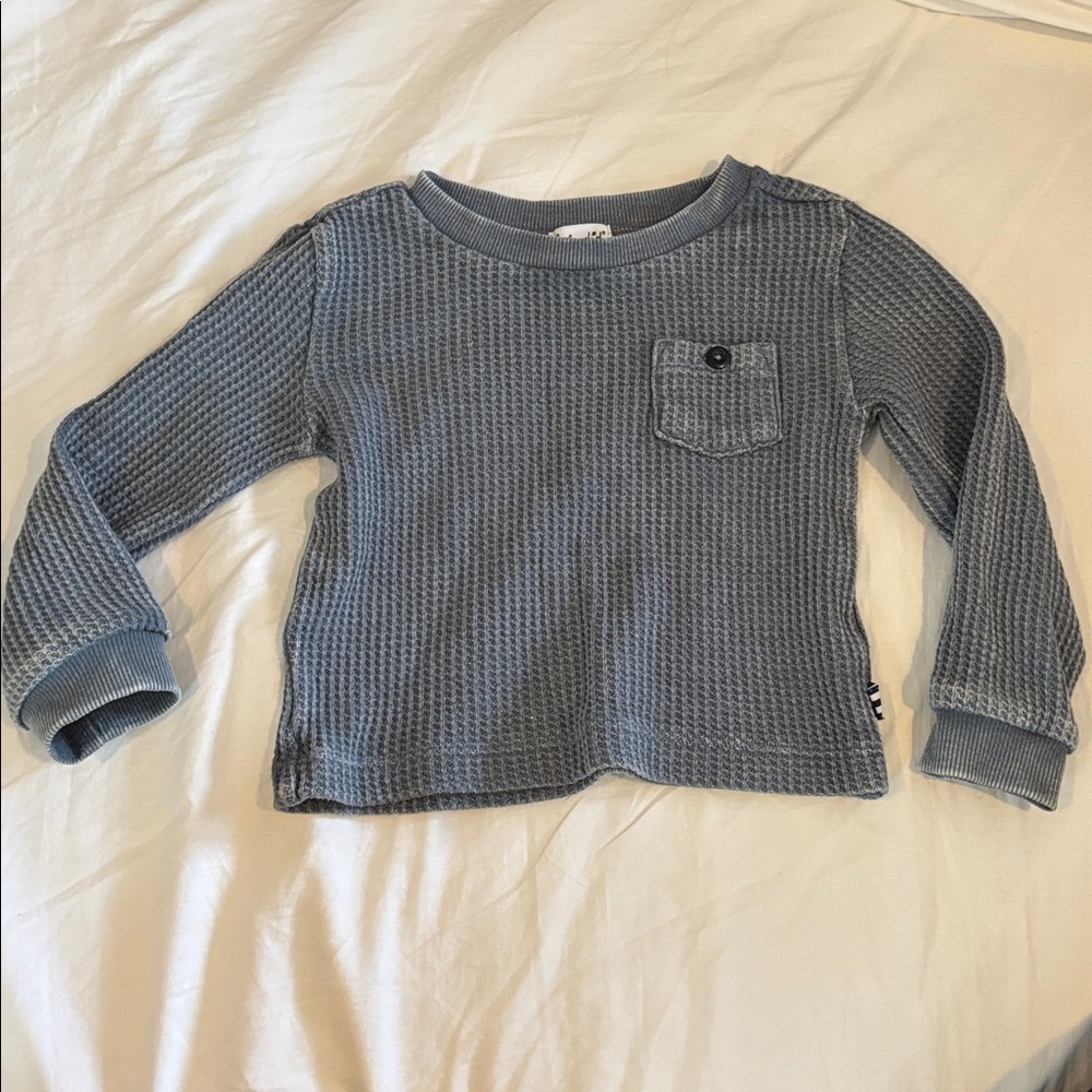 Splendid - Toddler Gray Waffle Knit Long Sleeve Shirt